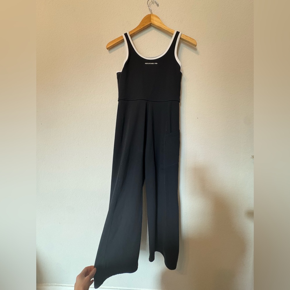 Abercrombie Kids GIRLS Black Jumpsuit White Edging ypb - Picture 7 of 8